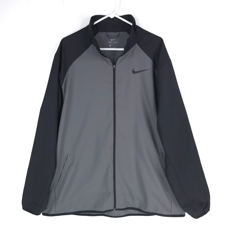 Nike Dri-Fit Jacket Men's 2XL Team‎ Training Gray Black Top Full Zip 800199-021